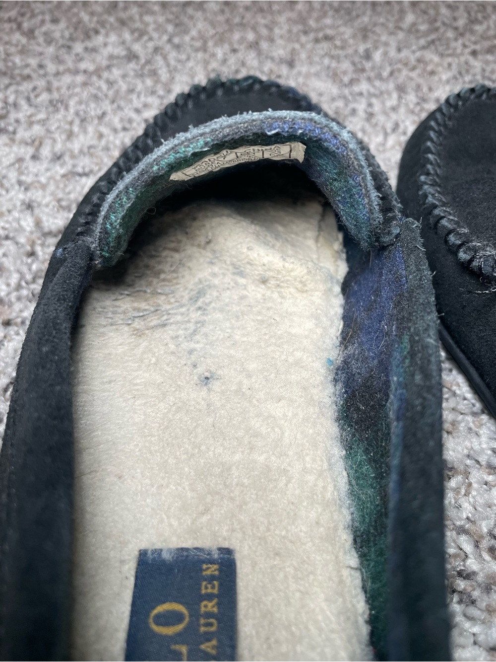 Polo Ralph Lauren Bear Sweater Men’s Size 8 Navy Slippers - Picture 11 of 11